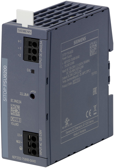 Bild von SITOP PSU6200 24 V/2,5 A Geregelte Stromversorgung Eingang: AC 120 - 230 V (DC 120 - 240 V) Ausgang:...