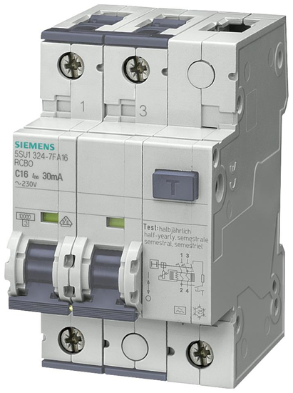 Bild von FI/LS-Schalter, Icn: 10 kA, 2P, Typ A, 30 mA, B-Char, In: 6 A, Un AC: 110 V