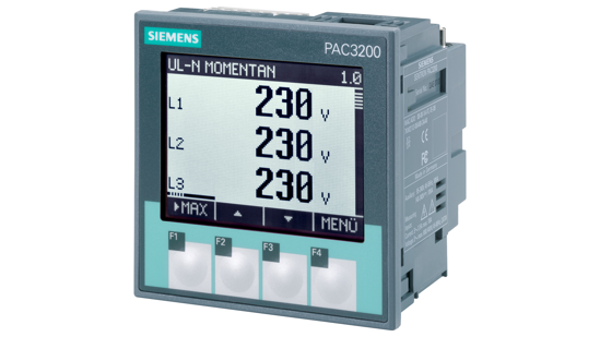 Bild von SENTRON, Messgerät, 7KM PAC3200, LCD, L-L: 690 V, L-N: 400 V, 5 A, 3-phasig, Modbus TCP, optional Mo...