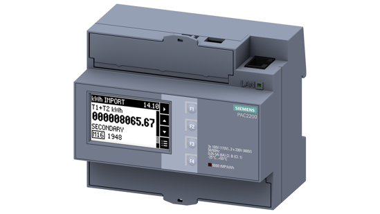 Bild von SENTRON, Messgerät, 7KM PAC2200, LCD, L-L: 400 V, L-N: 230 V, 5 A, Hutschienengerät, 3-phasig, Modbu...