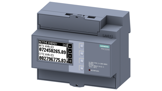 Bild von SENTRON, Messgerät, 7KM PAC2200, LCD, L-L: 400 V, L-N: 230 V, 65 A, Hutschienengerät, 3-phasig, M-Bu...