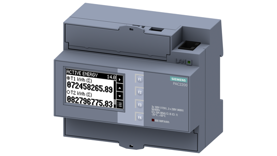 Bild von SENTRON, Messgerät, 7KM PAC2200, LCD, L-L: 400 V, L-N: 230 V, 65 A, Hutschienengerät, 3-phasig, Modb...