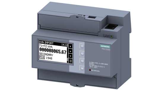 Bild von SENTRON, Messgerät, 7KM PAC2200, LCD, L-L: 400 V, L-N: 230 V, 65 A, Hutschienengerät, 3-phasig, Modb...