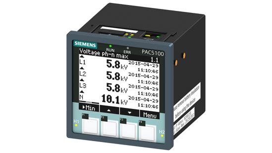 Bild von SENTRON, Messgerät, 7KM PAC5100, LCD, L-L: 690 V, L-N: 400 V, 10 A, 3-phasig, Modbus TCP, Schein- / ...