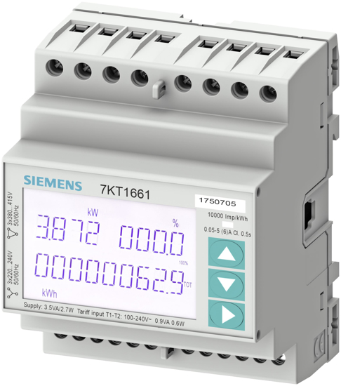 Bild von SENTRON, Messgerät, 7KT PAC1600, LCD, L-L: 400 V, L-N: 230 V, 5 A, Hutschienengerät, 3-phasig, Modbu...