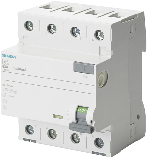 Bild von FI-Schutzschalter, 4-polig, Typ A, In: 40 A, 30 mA, Un AC: 400 V, mit thermischem Überlastschutz