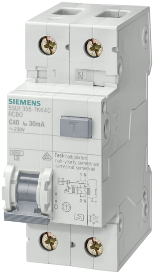 Bild von FI/LS-Schalter, 6 kA, 1P+N, Typ A, 30 mA, C-Char, In: 6 A, Un AC: 230 V