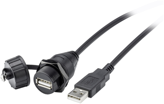 Bild von USB Leitung Typ D, weiblich USB A, IP67, männlich USB A, IP20, Weitere Informationen, Menge und Inha...