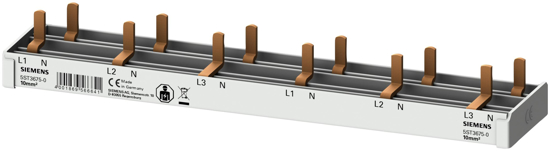 Bild von Stiftsa.schiene kompakt, 10mm2 Anschluss 3p/N 6x AFDD 5SM6 + 6x Kompaktgerät  1 TE berührungssicher ...