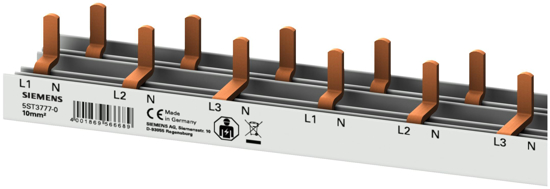 Bild von Stiftsa.schiene kompakt, 10mm2 Anschluss 3p/N Kompaktgerät 1 TE + Hilfsschalter 0,5 TE berührungssic...