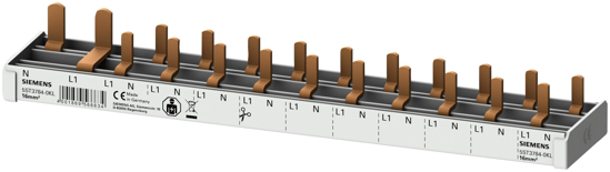 Bild von Stiftsa.schiene kompakt, 10mm2 Anschluss: 1p/N (FI N-links) 1x FI 2-pol + 10x Kompaktgerät 1 TE berü...