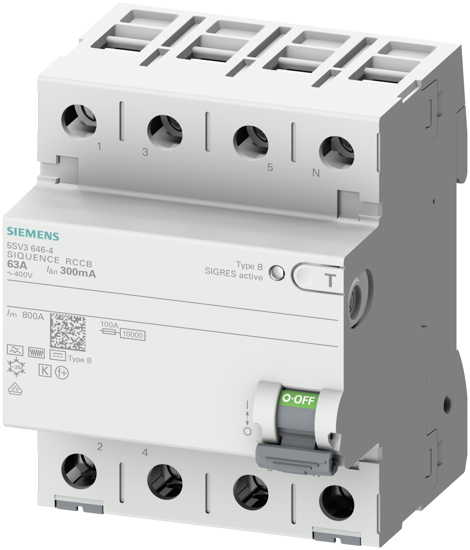 Bild von FI-Schutzschalter, 4-polig, Typ B, kurzzeitverzögert, In: 25 A, 500 mA, Un AC: 400 V