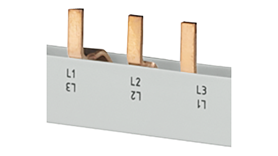 Bild von Stiftsammelschiene, 4-phasig 10mm2, 1060mm, Isolation grau schneidbar für FI/LS 2P (3TE)+HS
