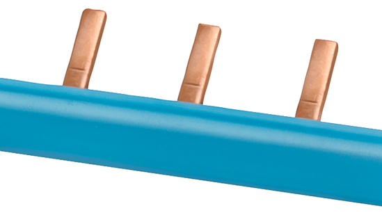 Bild von Stiftsammelschiene, 1-phasig 10mm2, 13 Stifte, Isolation blau